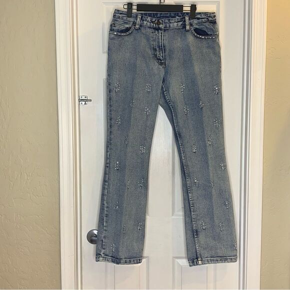 Jeanology Collection Embellished Beaded Jeans Size 14 - Picture 1 of 9